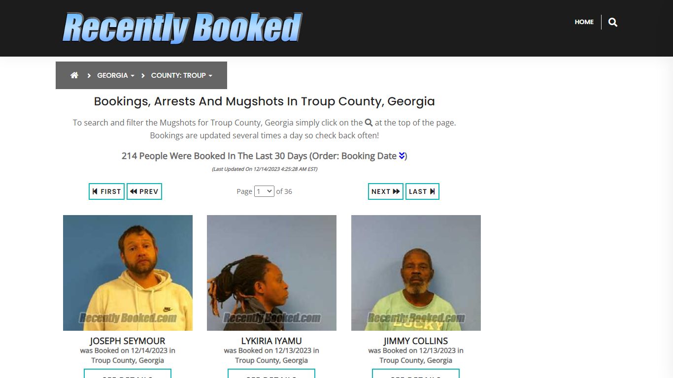 Recent bookings, Arrests, Mugshots in Troup County, Georgia